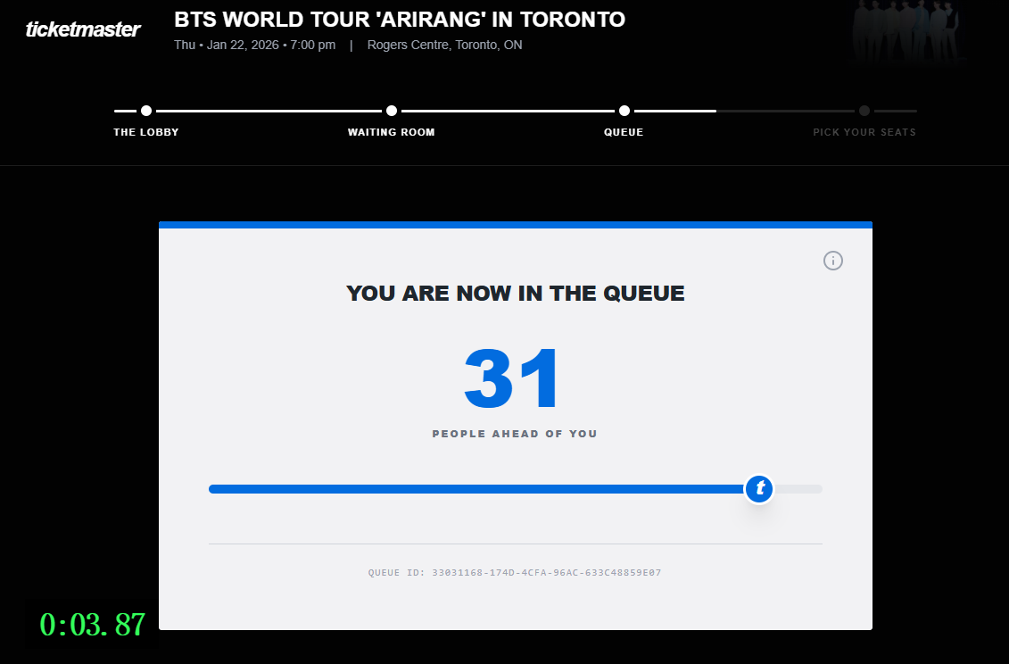 BTS Ticketmaster Simulator queue practice